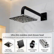 Plantex Stainless Steel Overhead Shower 6 x 6 inch with Water-Saving Technology/High pressure Rain Shower Head without Arm/Bathroom Shower -(Sandwich-PVD Black)