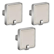 Plantex Knobs for Drawers/Drawer Knobs/Square Knob for Cabinets/Pull-Push Knob for Kitchen/Bedroom/Drawer - Pack of 3 (Satin Steel & Chrome)