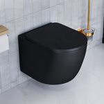 Plantex Commode for Toilet/Ceramic Wall Hung Toilet with Soft Close Toilet Seat/Rimless and Washdown Western Commode - P Trap (Round, Matt Black)