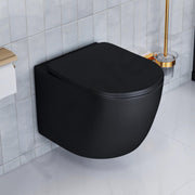 Plantex Commode for Toilet/Ceramic Wall Hung Toilet with Soft Close Toilet Seat/Rimless and Washdown Western Commode - P Trap (Round, Matt Black)