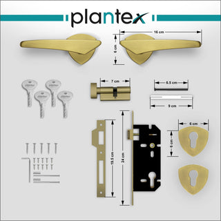 Plantex Door Lock-Fully Brass Main Door Lock with 4 Keys/Mortise Door Lock for Home/Office/Hotel (Sumer-3060, Brass Antique)