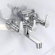 Plantex Pure Brass Telephonic Wall Mixer with Crutch Arranging of Hot & Cold Water with Water Saving Nozzle for Bathroom with Brass Wall Flange -(LEA-717-Chrome)