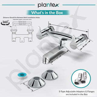 Plantex Non-Telephonic Wall Mixer Tap for Bathroom with Brass Wall Flange and Teflon Tape/Mixer Tap for Bathroom with Water Saving Aerator-(FLO-816, Chrome)