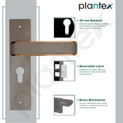 Plantex Heavy-Duty Door Lock Set - Main Door Lock Handle Set/ 6-Lever Lock Mechanism with 3 Years of Warranty/Mortise Lock with 3 Keys, Brass Lockbody & Cylinder (8112 - Satin Black & PVD Choco)