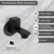 Plantex Single Knob Water Tap for Bathroom with Water-Saving Aerator/Wall Mount Bib Cock with Wall Flange and Teflon Tape/Brass Spindle Bib Tap for Home (Black)