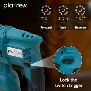 Plantex 21V Cordless Heavy Duty Hammer Drill Machine with battery & charger/Rotary Hammer/Load Speed 6000rpm/Copper winding - (Blue & Black)