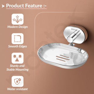 Plantex J4 Stainless Steel Wall Mounted Soap Holder for Bathroom/Soap Holder for Kitchen/Soap Stand for Bathroom/Bathroom Accessories (Chrome Finish) Onix