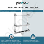 Plantex 5in1 Bathroom Organiser Without Drill/3 Tier Self Adhesive Stainless Steel Shelf/Multipurpose Shelf for Bathroom with Double Soap Dish and Toothbrush Holder(Chrome)