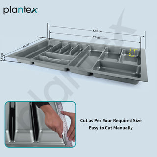 Plantex Cutlery tray for Kitchen Drawer/Cutlery Cosmetic Stationary Organizer/Cabinet Cutlery Tray Organizer for Modular Kitchen - (Grey-35.5 X 19 INCH)