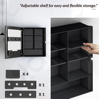 Plantex Bathroom Cabinet with Mirror/ABS Bathroom Storage Organiser/Multipurpose Shelf/Wall Mount Mirror Cabinet for Wash Basin (14x18 Inch, Black)