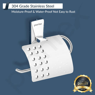 Plantex 304 Grade Stainless Steel Toilet Paper Holder/Tissue Paper Roll Holder for Bathroom - Crystal (Chrome)