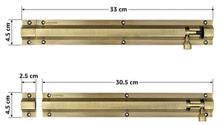 Plantex Stainless Steel Tower Bolt/Tower Bolt for Home,Offices Doors and Windows/Tower Bolt for Main Door/Door Latch/Kundi/Chitakini/Door Latch for Windows - Pack of 2 (Brass Finish, 12 inch)