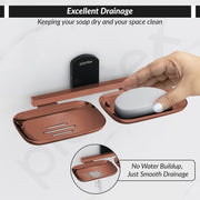 Plantex Double Soap Dish for Bathroom/304 Grade Stainless Steel Soap Holder for washbasin/Soap Stand/Bathroom Accessories - Parv (Rose Gold & Black)
