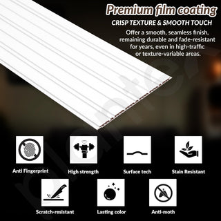 Plantex Wall Panel/PVC Louver Panel for Wall with Size - 12 Inch x 10 Ft/Durable, Lightweight, and Stylish Panels for Office/Hotel/Ideal for Walls & Ceilings - Pack of 1 (White, 5031)