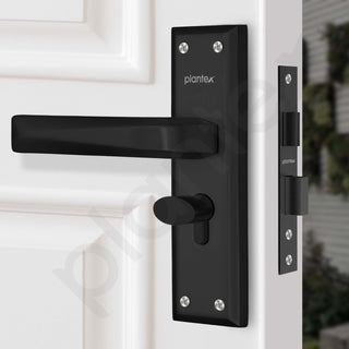 Plantex Heavy-Duty Door Lock Set - Main Door Lock Handle Set/6-Lever Lock Mechanism Mortise Lock with 3 Keys, Brass Lock Body & Cylinder (PTP-08, Black)