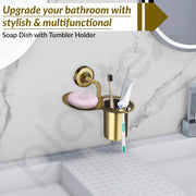 Plantex 304 Grade Stainless Steel 2in1 Soap Holder with Tumbler Holder/Bathroom Accessories - Daizy (Antique)