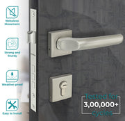 Plantex Fully Brass Door Lock with 3 Years of Warranty/Main Door Lock for Home/Mortise Lock for Door - Main Door Lock Set(Sumer-3054, Satin White Chrome)