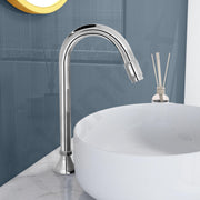 Plantex Pure Brass Mouth Flow Swan Neck Pillar Cock Water Tap with Teflon Tape/Tabletop Basin Tap with 7 Year Warranty (MAG-1204-Chrome)
