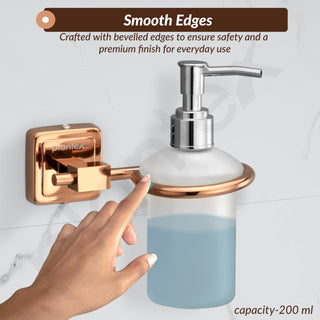 Plantex 304 Grade Stainless Steel Liquid Soap Dispenser for Kitchen/Soap Dispenser Wall Mount for Bathroom Accessories- Decan (Rose Gold)