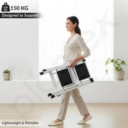 Plantex 2 Step Ladder for Home Use/Wide Anti-Slip Heavy-Duty Step Stool/Lightweight Kitchen Ladder (White)