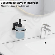 Plantex 304 Grade Stainless Steel Liquid Soap Dispenser for Bathroom/Frosted Glass Liquid Shampoo Dispenser/Hand wash Dispenser/Bathroom Accessories - Pack of 1 (Crystal, Black)