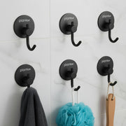 Plantex Wall Hanging Hook/Bath Towel Hook/Self Adhesive Round Robe Hooks for Kitchen/Bathroom/Stylish Home Decor Items - Pack of 6 (Black)