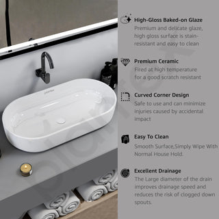 Plantex Platinum Ceramic Wash Basin/Basin for Bathroom/Tabletop Wash Basin/Bathroom Basin (White, 28 x 14.5 x 6 Inch)