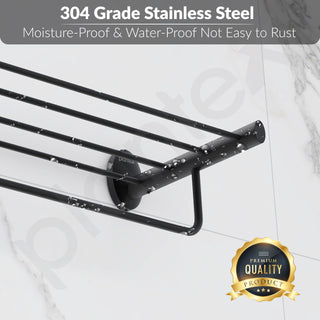 Plantex 304 Grade Stainless Steel 24-Inch Towel Rack for Bathroom/Towel Rod/Towel Hanger Stand/Bathroom Accessories - Oreva (Black)