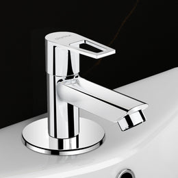 Plantex Pillar Cock Water Tap/Pure Brass Pillar Cock for Wash Basin with Teflon Tape/Single Lever Tabletop Basin Tap - (Chrome)