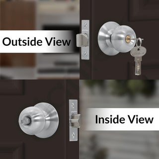 Plantex Stainless Steel Door Lock - Cylindrical Lock With 3 Keys/Tubular Door Knob/Lock For Main Door/Bedroom (Matt)