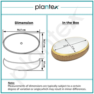 Plantex Ceramic Basin for Bathroom/Designer Table Top Wash Basin/Countertop Vessel Sink for Home/Restaurant/Hotel (24 x 16 x 6.5 Inch)