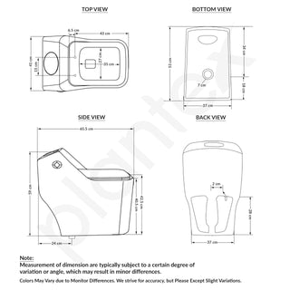 Plantex Imported Platinum Ceramic Western Commode/Western Toilet/Rimless Siphonic One Piece Commode with Soft Close Toilet Seat Cover - S Trap Outlet (Black)