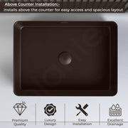 Plantex Wash Basin for Bathroom/Melamine Table Top Washbasin/Countertop Basin (Brown, 18 x 13 x 4.5 Inch)