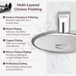 Plantex Smero Pure Brass Soap Holder for Bathroom & Kitchen/Soap Stand/Case/Dish/Bathroom Accessories - Superb (Chrome)
