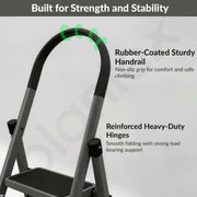 Plantex Steel Ladder for Home/Strong Foldable Wide 6 Step Ladder/Anti-Skid 6 Step Ladder - (Apex - Black)