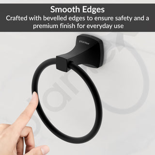 Plantex Space Aluminium Napkin Holder for Wash Basin/Towel Ring/Napkin Hanger/Towel Hanger/Bathroom Accessories (Black Powder Coated)