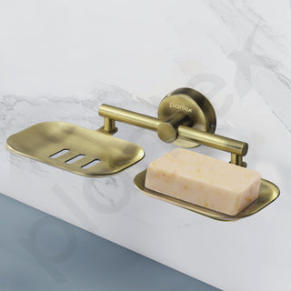 Plantex Galaxy 304 Grade Stainless Steel Rectangular Double Soap Holder for Bathroom/Soap Stand/Soap Holder/Soap Storage/Bathroom Accessories – (Brass Antique)