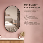 Plantex Aluminium Frame Mirror for Bathroom/Wall Mount Capsule Mirror for Bedroom/Dressing Room/Living Room/Entryway - (Black, 18x30 Inch)
