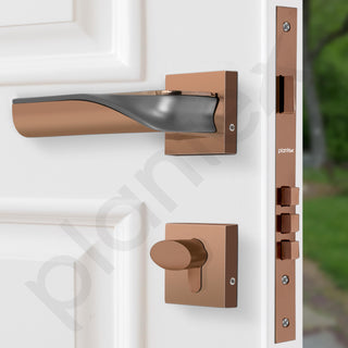 Plantex Triple Security Door Lock for Home/Main Door Lockset with 3 Years of Warranty/Mortise Locks for Door with Brass Lock Body & Cylinder(7086 - PVD Choco & Satin Black Matt)