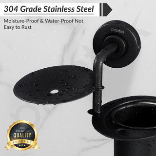 Plantex 304 Grade Stainless Steel 2in1 Soap Holder with Tumbler Holder/Bathroom Accessories - Daizy (Black)