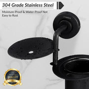 Plantex 304 Grade Stainless Steel 2in1 Soap Holder with Tumbler Holder/Bathroom Accessories - Daizy (Black)