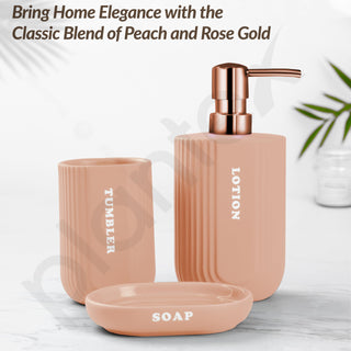 Plantex Ceramic Bathroom Set - Soap Holder for Bathroom/Liquid Soap Dispenser/Tumbler Holder/Toothbrush Holder - 3 Pcs Set