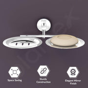 Plantex Stainless Steel Double Soap Holder for Bathroom/Soap Stand/Dual Soap Dish/Soap Storage/Bathroom Accessories - (Chrome)