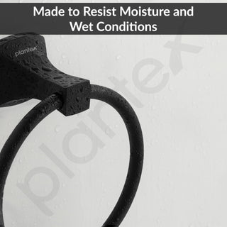 Plantex Space Aluminium Napkin Holder for Wash Basin/Towel Ring/Napkin Hanger/Towel Hanger/Bathroom Accessories (Black Powder Coated)