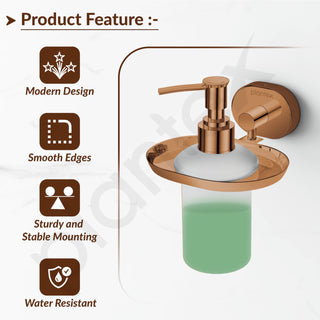 Plantex J4 Stainless Steel Liquid Soap Dispenser/Shampoo Dispenser for Wash Basin/Hand Wash Dispenser Wall Mounted/Bathroom Accessories (PVD Rose Gold Finish) Onix