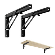 Plantex 12 Inch Foldable Shelf Bracket/GI Steel Multipurpose Bracket/L Bracket/Space Saving Bracket for Wall/Folding Table Bracket for Home & Office (Pair of 1, Black)