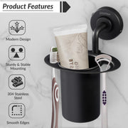 Plantex Tumbler Holder for Barthroom/304 Grade Stainless Steel Toothbrush Holder/Toothpaste Holder/Bathroom Accessories - Pack of 1 (Black)