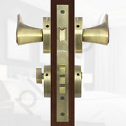 Plantex Main Door Lock/Mortise Lock for Door with 3 Years of Warranty - Robust Door Lock for Home with Brass Lock Body & Cylinder (Brass Antique & Wood Finish)