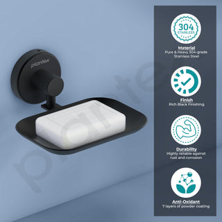 Plantex Galaxy 304 Grade Stainless Steel Single Soap Dish/Soap Stand/Soap Holder/Bathroom Accessories – (Black)