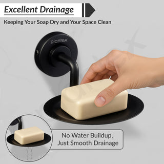 Plantex 304 Grade Stainless Steel Soap Holder/Stylish and Durable Soap Dish for Bathroom/Single Soap Tray/Bathroom Accessories - Daizy (Black)